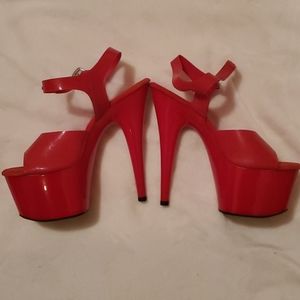 Red brand new pleaser heels never worn